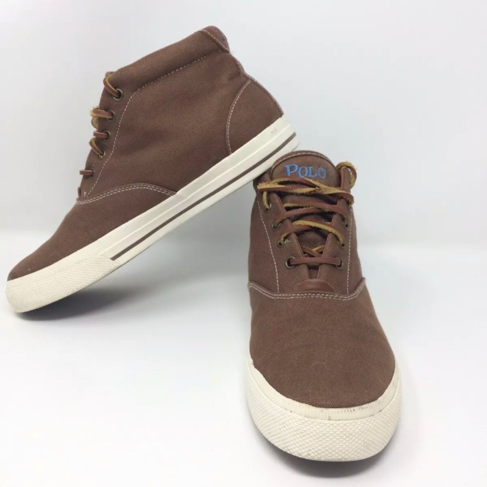 POLO RALPH LAUREN  Brown Canvas Leather Shoes